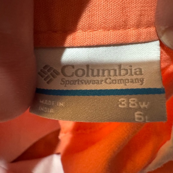 Columbia PFG Fishing Shorts Men 38 Salmon Orange Cotton Flat Front - Picture 6 of 6